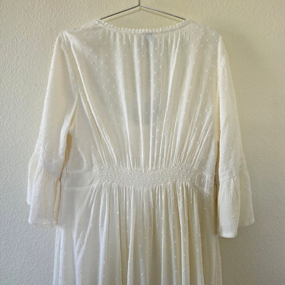 Knox Rose Swiss Dot Maxi Dress Ivory Women Size XL Boho Cottagecore Prairie NEW - Picture 10 of 10